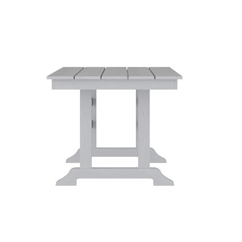 Flash Furniture Tolleson 7 PC Indoor-Outdoor Adirondack Dining Set, 72" Table & 6 Chairs with Cupholders, Gray