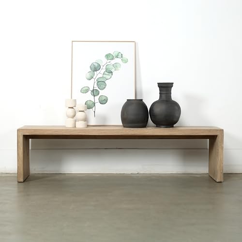 Artissance 70 Inches Waterfall Bench Reclaimed Pinewood Whitewash