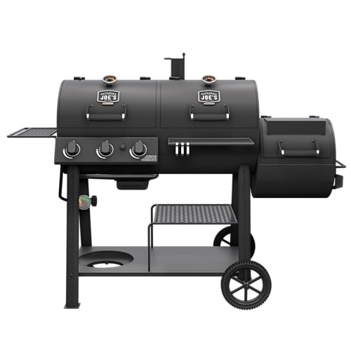 Oklahoma Joe's Canyon Deluxe Charcoal and Propane Gas Combination Smoker and Grill Black