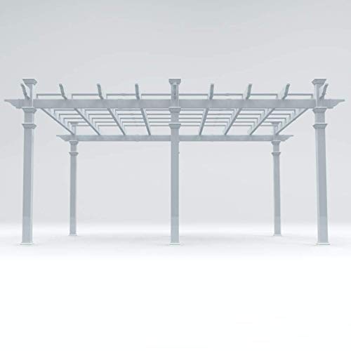 Vita 12x16 Foot White Vinyl Barcelona Flat Top Pergola