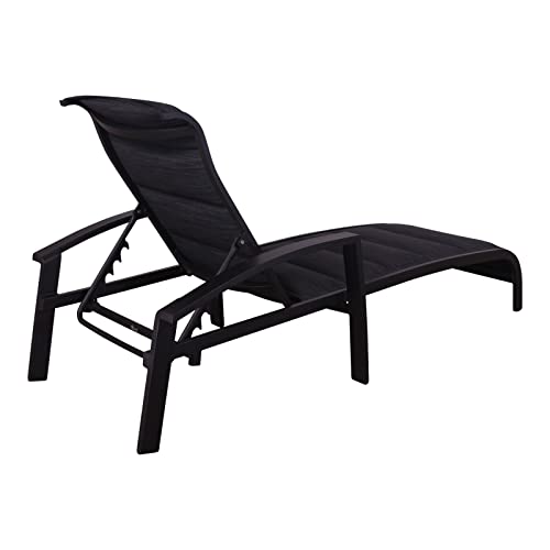 Courtyard Casual Santorini Collection 2-Piece Padded Sling Chaise Lounge Chairs Black