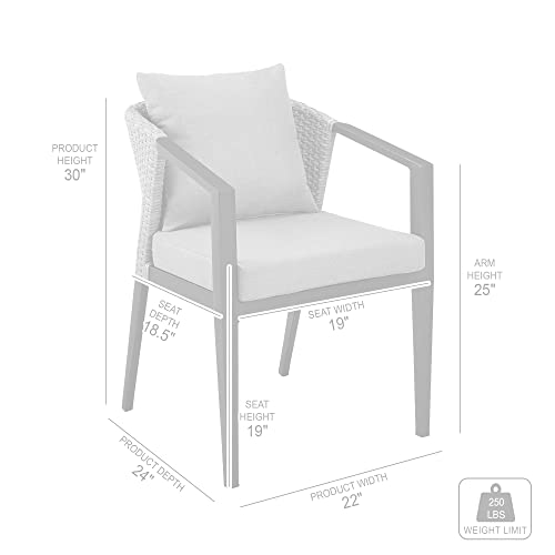 Armen Living Palma Outdoor Patio Dining Chairs Set of 2 Aluminum Wicker Dark Grey
