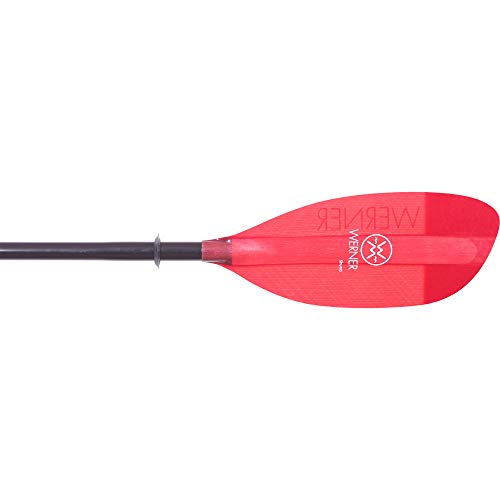 Werner Paddles Shuna Fiberglass Bent Shaft Kayak Paddle Translucent Red