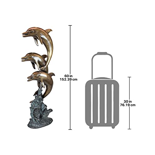 Design Toscano Triple Leaping Dolphins Cast Garden Statue Two Tone Bronze & Verdigris