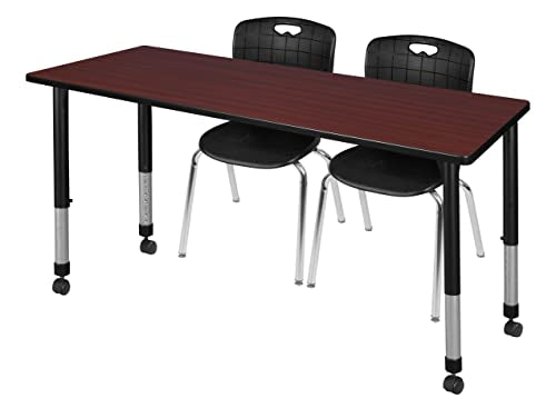 Regency Height Adjustable Classroom Table Set with Chairs Mahogany/Black