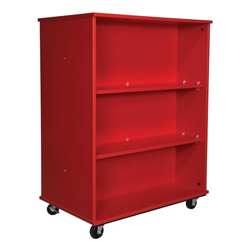 Tot Mate Double-Sided Mobile Bookshelf 3-Shelf Storage Cabinet Red