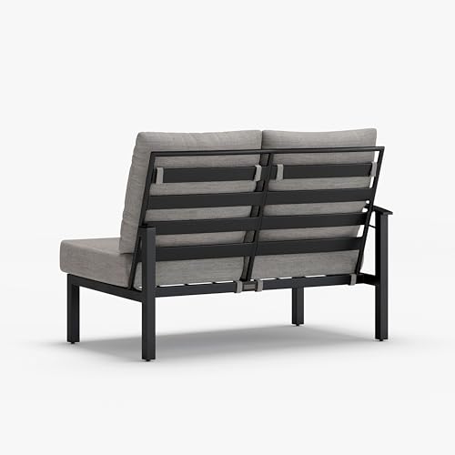 Winston Stanford Cushion Outdoor Loveseat with Right Arm Textured Pewter
