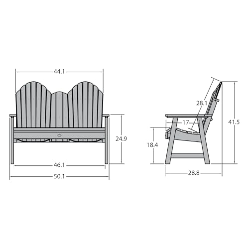 Highwood Hamilton 4ft Dining Height Adirondack Bench Weathered Acorn