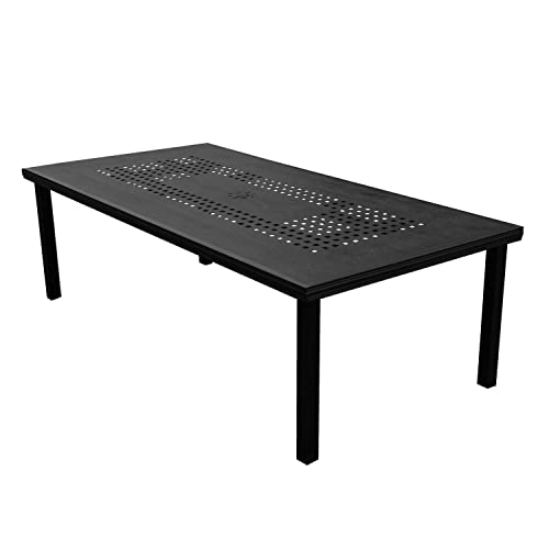 Oakland Living Modern Outdoor Mesh Lattice Aluminum Dining Set with Eight Arm Chairs Black