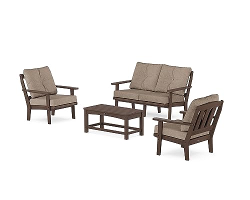 Trex Outdoor Furniture Cape Cod 4-Piece Deep Seating Set Loveseat Vintage Lantern/Spiced Burlap