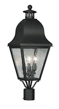Livex Outdoor Post Light with Seeded Glass Shades Black