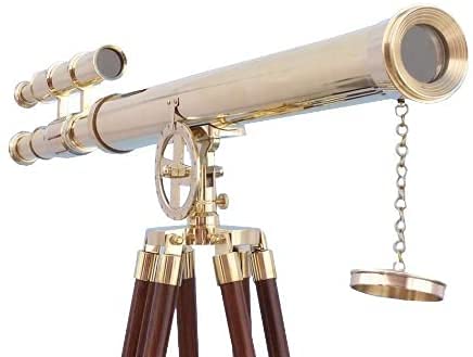 NauticalMart Floor Standing Brass Griffith Astro Telescope 64" Brown
