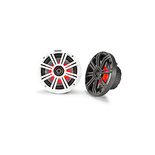 KICKER KMC2 Marine Grade Receiver & (2 Pair) 6.5" LED Speakers Bundle