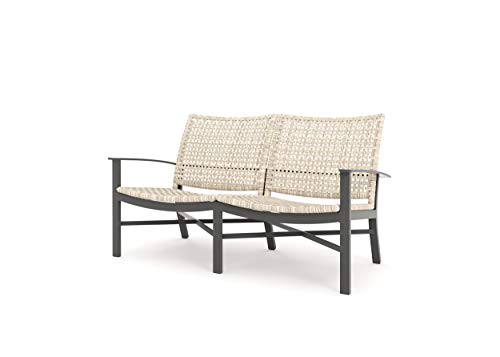 Winston Jasper Loveseat Textured Pewter Frame Beechwood Weave