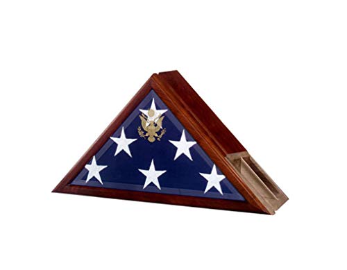 Flag Connections Flag Case Profile with Built-in Urn Compartment Oak