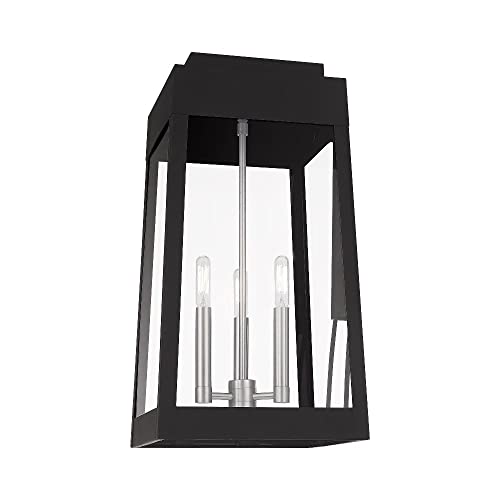 Livex Outdoor Wall Lantern 20" Three Light Satin Brass