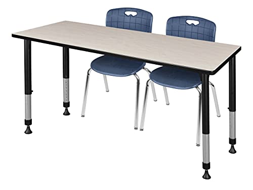 Regency Kee Adjustable Classroom Table Set with 18" Andy Chairs Maple/Navy