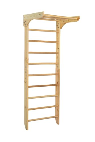 Generic Wooden Wall Stall Bars for Kids and Adults - Swedish Ladder with Pull-Up Bar