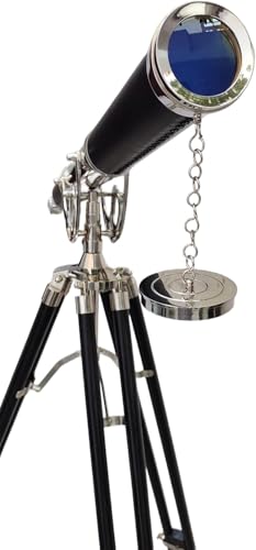 Antiqueex Nautical Vintage Brass Marine Telescope Silver Finish 65''