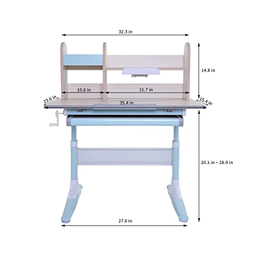 Skycity Ergonomic Student Writing Desk and Chair Set, Height Adjustable, Blue