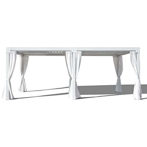 MeetLeisure 10’ x 20’ Outdoor Louvered Pergola with Adjustable Roof White Frame