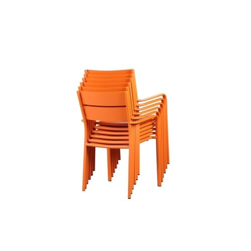 Pemberly Row 34" Aluminum Patio Dining Chair Set of 6 Orange