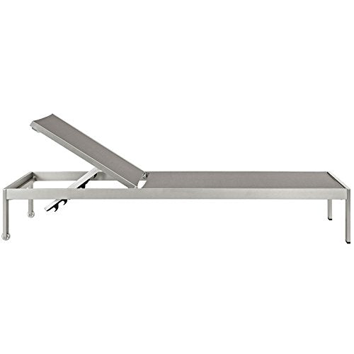 Modway Shore Aluminum Textilene® Mesh Outdoor Patio Chaise Lounge Chairs Set of Four Grey