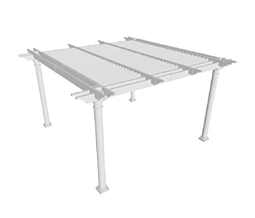 Vita 12x12 Foot White Vinyl Aberdeen Pergola with Adjustable Shade Louvres