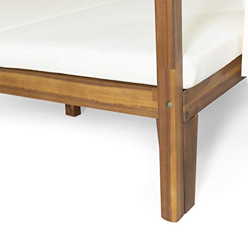 Christopher Knight Home Outdoor Chaise Lounge Teak and Cream