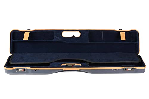 Negrini OU/SXS Deluxe Ultra-Compact Sporter Shotgun Case Blue/Tobacco Leather Trim