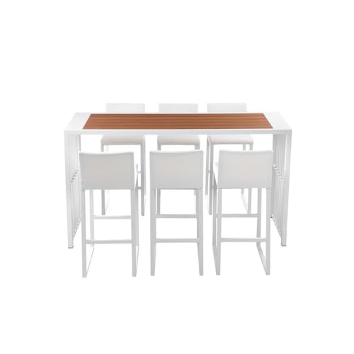 Afuera Living 7-Piece Modern Aluminum Patio Bar Set White