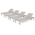 Christopher Knight Home Cape Coral 4-Pc Outdoor Mesh Chaise Lounge Set Grey