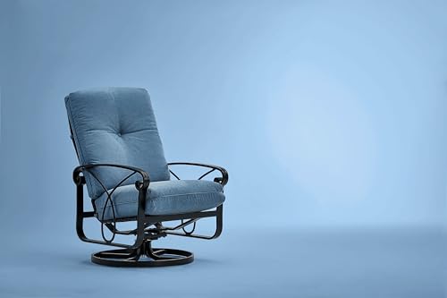 Winston Palazzo Cushion Ultra High Back Swivel Rocker Lounge Chair Black Night/Spectrum Denim