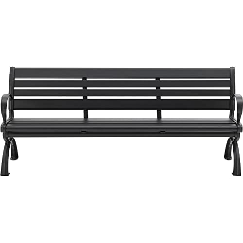 Global Industrial 6' Aluminum Park Bench with Backrest Black