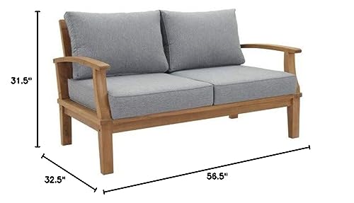 Modway Marina Premium Grade A Teak Wood Outdoor Patio Loveseat Natural Gray