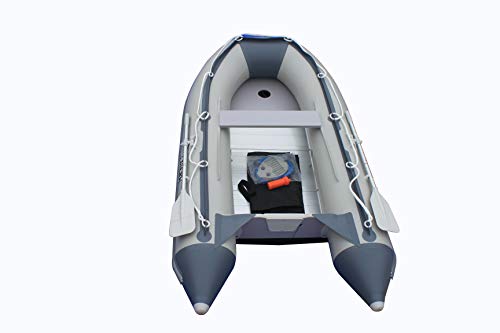 Boatify 8.9 ft Inflatable Dinghy Pontoon Boat with Aluminum Floor Red