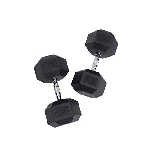 Body-Solid Rubber Coated Hexagon Dumbbells Black