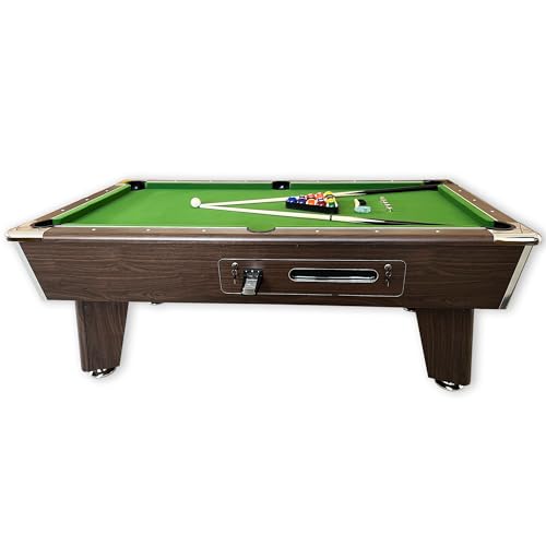 SIMBASHOPPING USA 7FT Coin Operated Pool Table Green - Competition Green, Brown