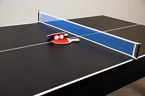 Hathaway Park Avenue 7-ft Pool Table Tennis Combination with Dining Top, Two Storage Benches - Black and Red Felt