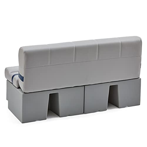DeckMate Complete 55" Premium Pontoon Boat Seat Bench and Base Gray, Blue & Charcoal