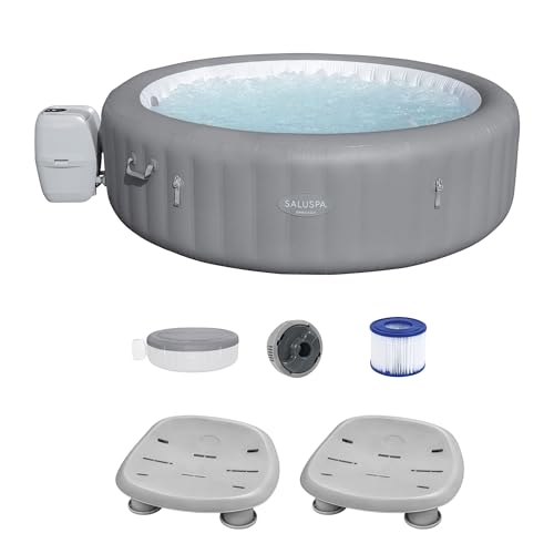 Bestway SaluSpa Grenada AirJet Inflatable Hot Tub with Non Slip Pool and Spa Seat Gray