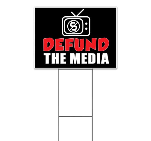 TampaPrinting Defund The Media Yard Sign 18" x 24" with Metal Stake