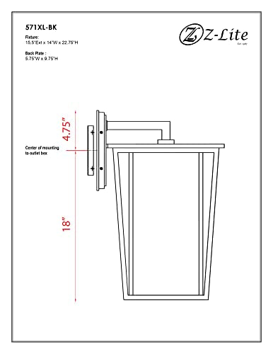 Z-Lite 571XL-BK 3 Light Outdoor Wall Sconce Black