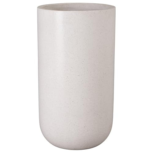 Emissary Tall 20 in. White Terrazzo Round Planter White
