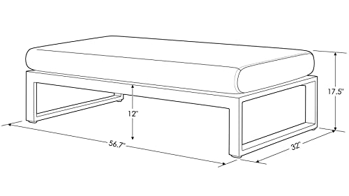 ZURI Modern Kore Outdoor Ottoman with Quick Drying Cushions and Aluminum Frame White/Lime