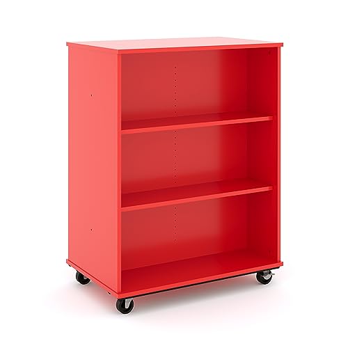 Tot Mate Double-Sided Mobile Bookshelf 3-Shelf Storage Cabinet Red