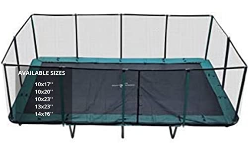 Galactic Xtreme Rectangle Trampoline 14x16 with Net Enclosure Black and Green