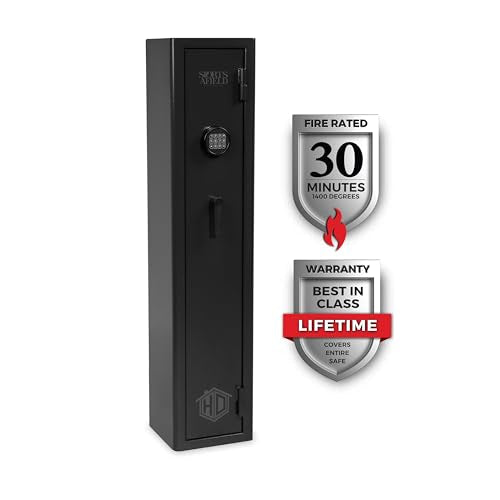 Sports Afield Home Defense 4-Gun Fireproof Electronic Lock Gun Safe Black Textured Gloss