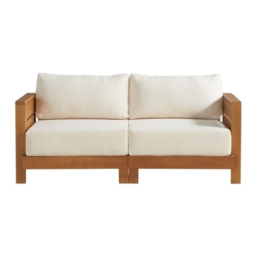 Alaterre Furniture Outdoor Loveseat Brown - Weather-Resistant 2-Person Couch with Stain-Resistant Cushions