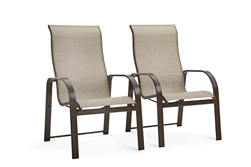 Winston Seagrove II Ultra High Back Patio Dining Chairs Set of 2 Sunbrella Pueblo Dune Fabric